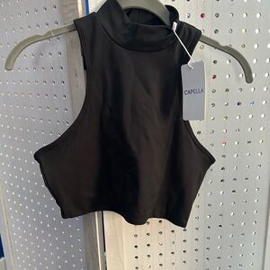 Capella Black Sleeveless Crop Top